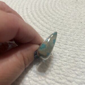 Unique GREEN FOSSIL CORAL Handmade Sterling 925 Ring Size 4 #73D